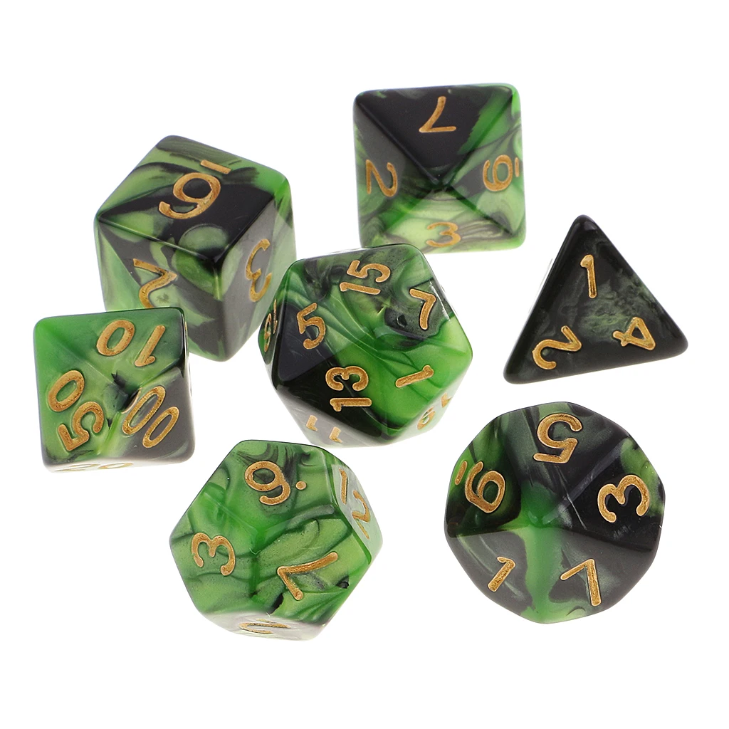 7Die Set Double Colors Polyhedral Dice for  RPG TRPG MTG Board Game Accessories
