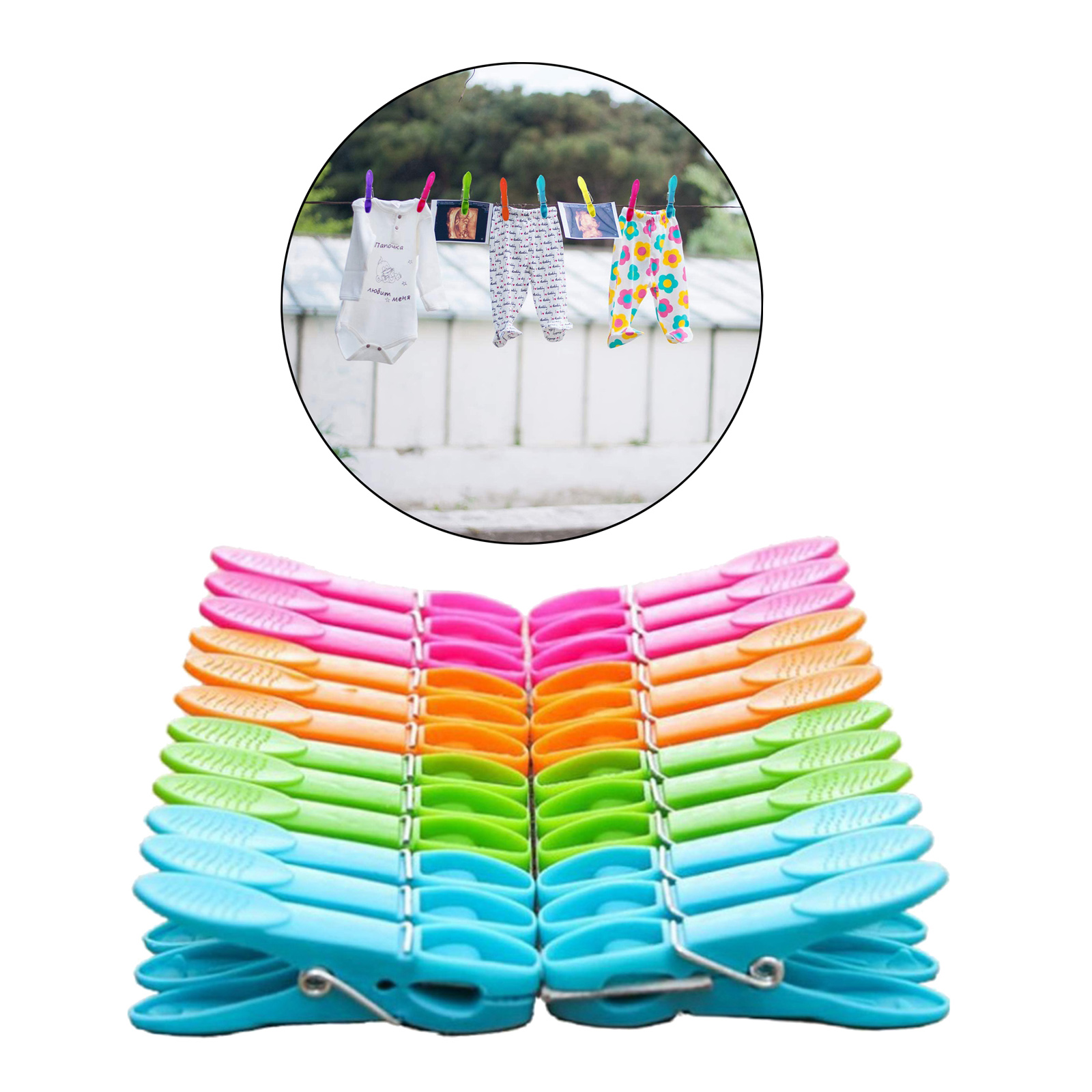 24 Pieces Clothes Pins Cloths Clips Strong Clips Laundry Home Pegs Windproof Clothes Pins for Home Clothes Windproof Supplies