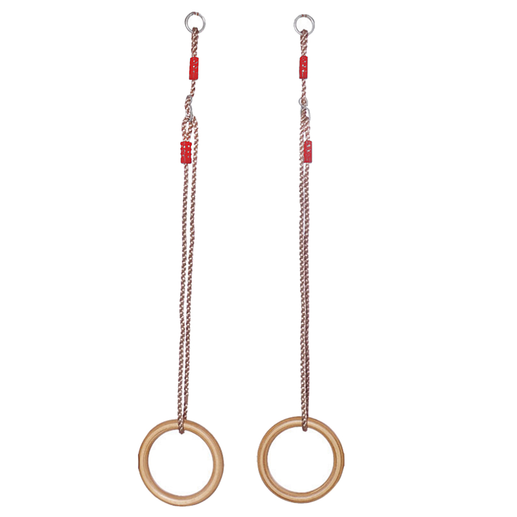 Wooden Strength Training Rings Adjustable Straps Buckles Set Fitness Tool