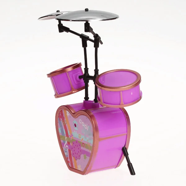 Shocking pink Drum Kit Doll House Miniature Music Accessory for Doll 