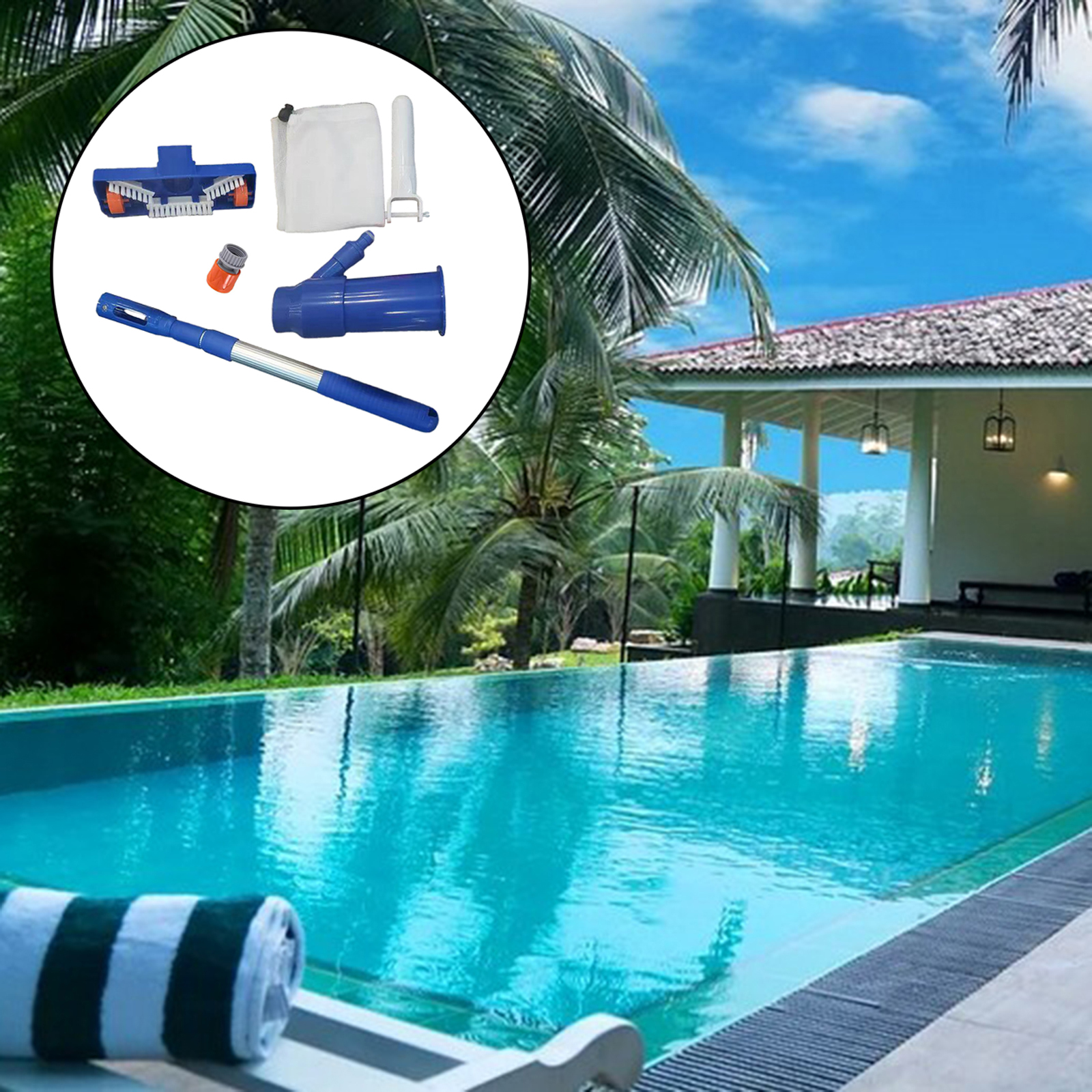 Swimming Pool Cleaning Set Fine Mesh Net Water Vacuum Spray Handle Skimmer Net Fountain Pond Accessories Cleaner Tool US