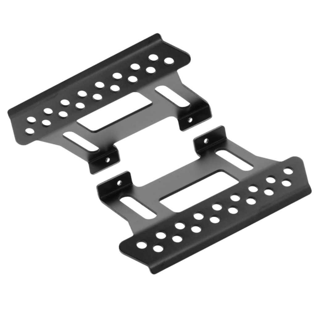 1 Pair Metal Outer Side Pedal Plates Mounting Board DIY Replacement for 1:10 Axial SCX10 D90 1/10 RC Crawler Model Car (Black)