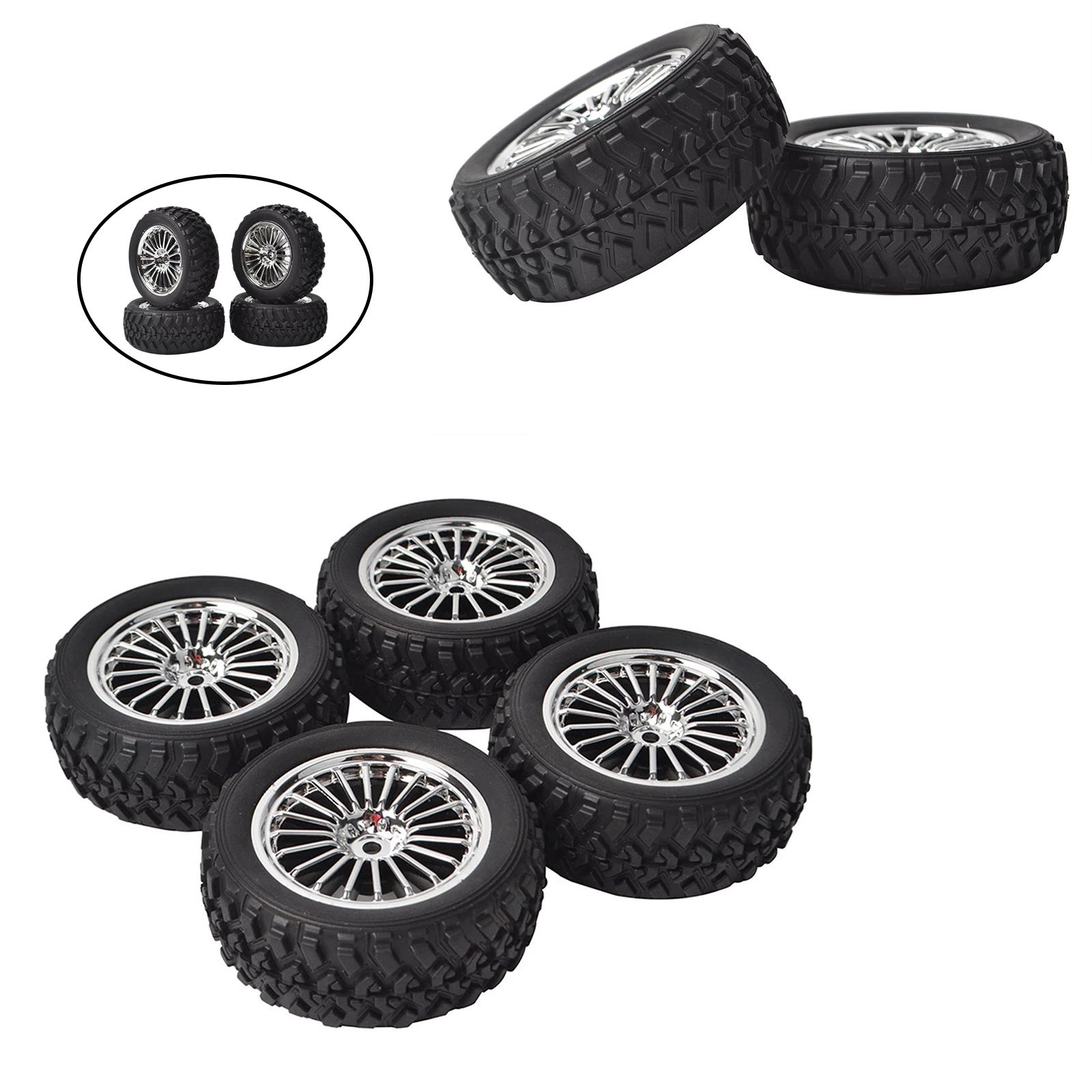 4x RC Rally Rubber Tires&Wheel Rim 12mm Hex 75mm Wear-Resist for HSP HPI Kyosho 1/10 Racing Off Road Parts Replacement Accessory