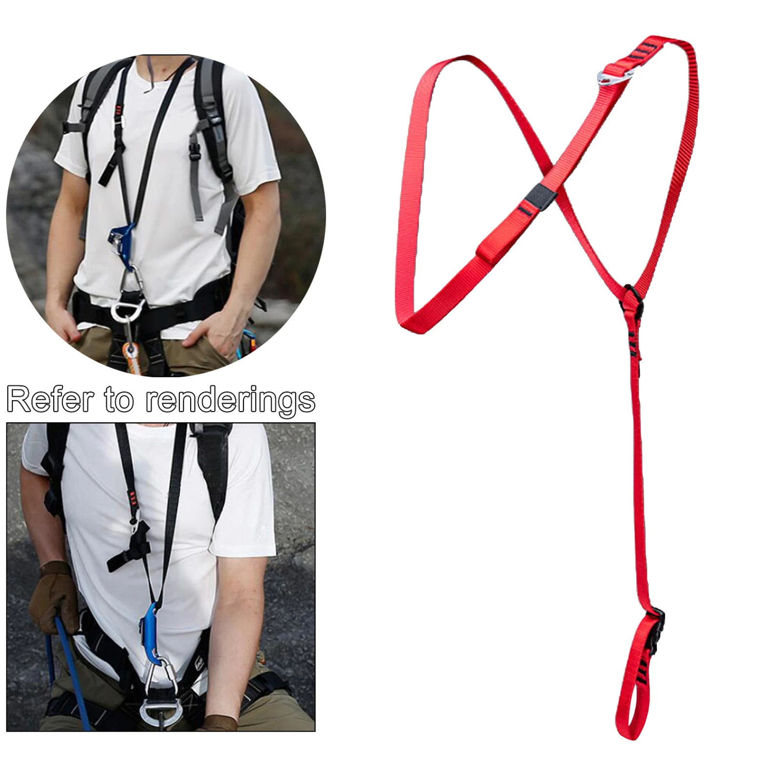Lightweight Climbing Chest Ascender Caving Shoulder Strap Sling Webbing Adjustable Aerial Work Harness Device Equipment