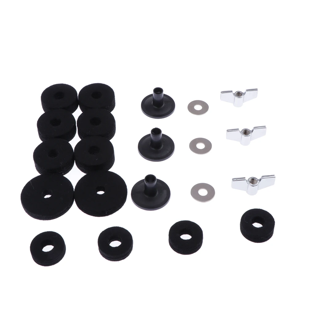 Practical Drum Set Cymbal Felts+Sleeves+Wing Nuts+Washers Set for Hi-Hat Cymbal Stand Accessories