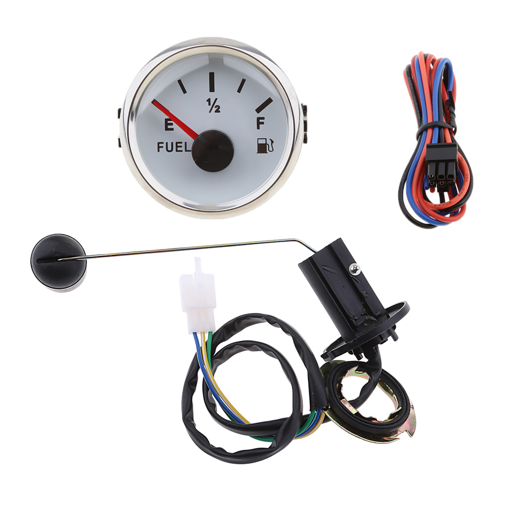 0 to 190ohm Pointer Fuel Level Gauge 2 Inch 52mm, Waterproof Stainless Stress