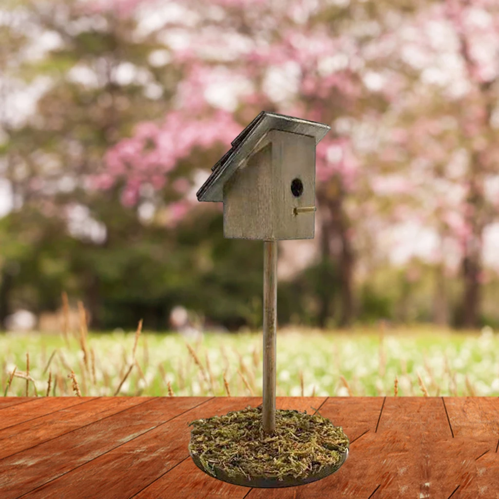 DIY Wood Bird Nest Model for 1:12 Doll House Garden Outdoor Ornaments Toys