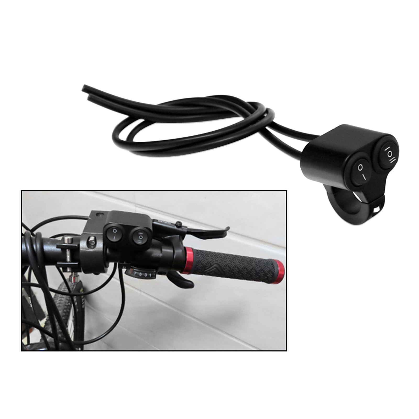 Motorcycle Switch Handlebar Motorbike Horn Turn Signal Headlight Control Buttons, with 2 Wires