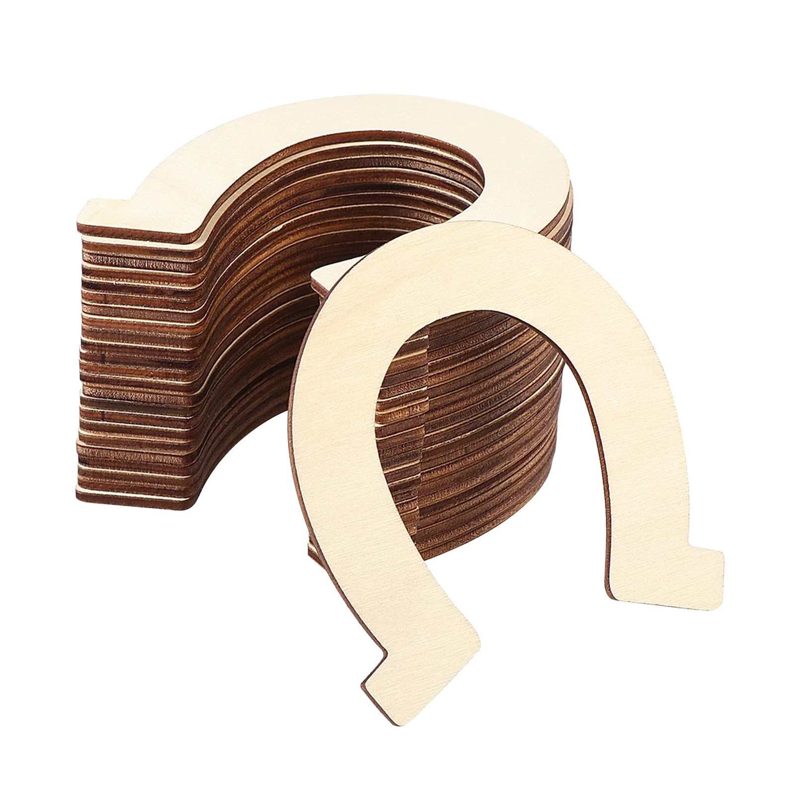 Wooden Slices Horse Shoes Shape Unfinished Wood Pieces for Birthday Decor