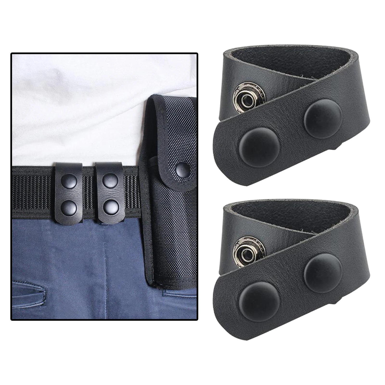 Leather Duty Belt Keeper Police Double Snap Button Stopper 2'' Wide Belts