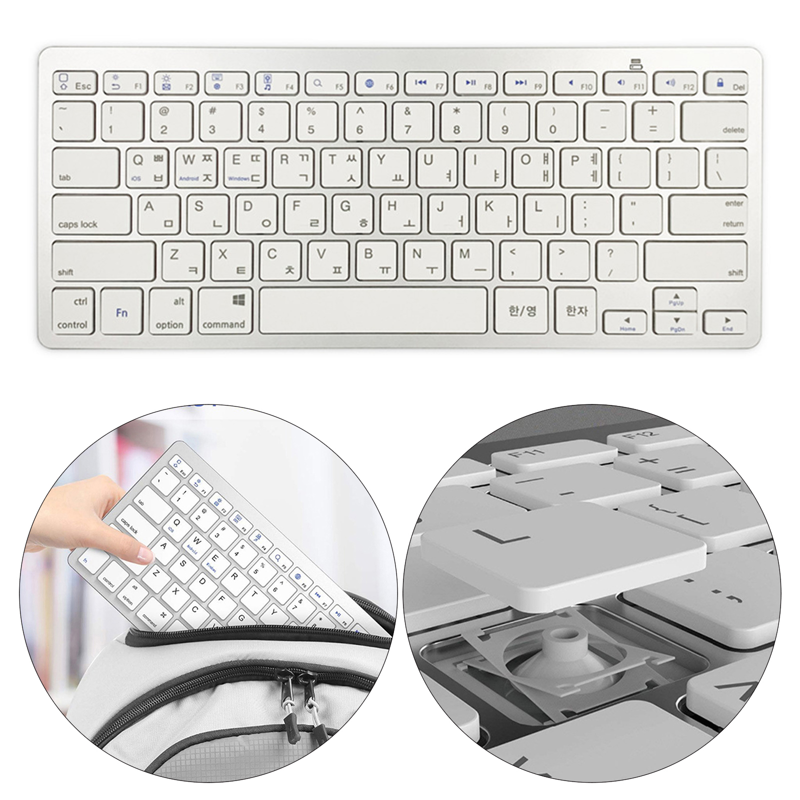 Portable Slim Korean 78 Keys Wireless Bluetooth Keyboard for Computer, Energy-saving