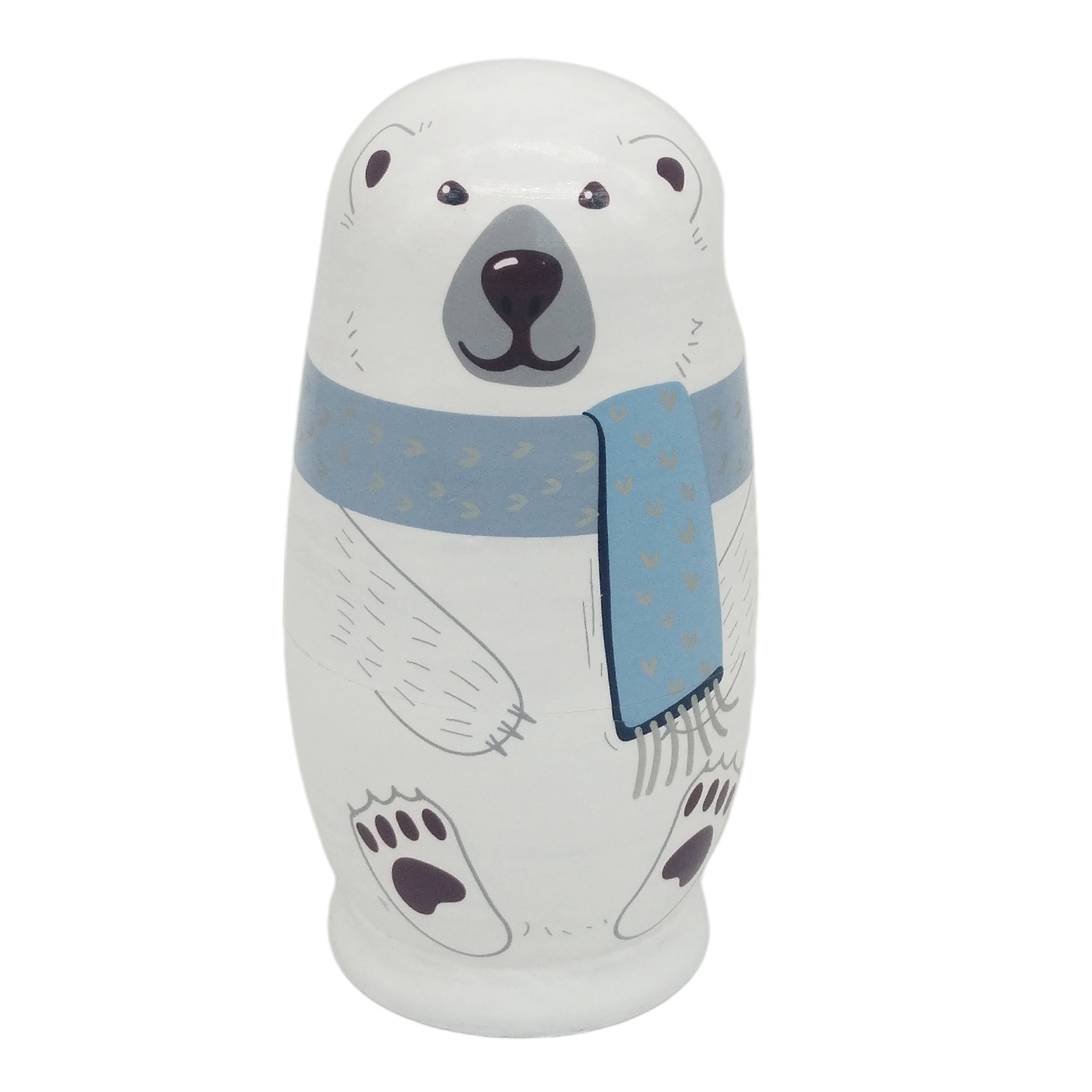 5 Pcs Russian Stacking Wooden Nesting Dolls Matryoshka Cartoon Animal Kids Toys