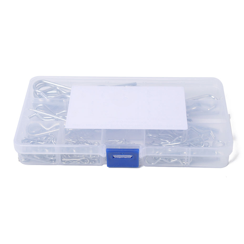 R Cotter Pin Tractor Pin Clip Assortment Fastener Set 8 Different Sizes with Plastic Box Set of 125pcs