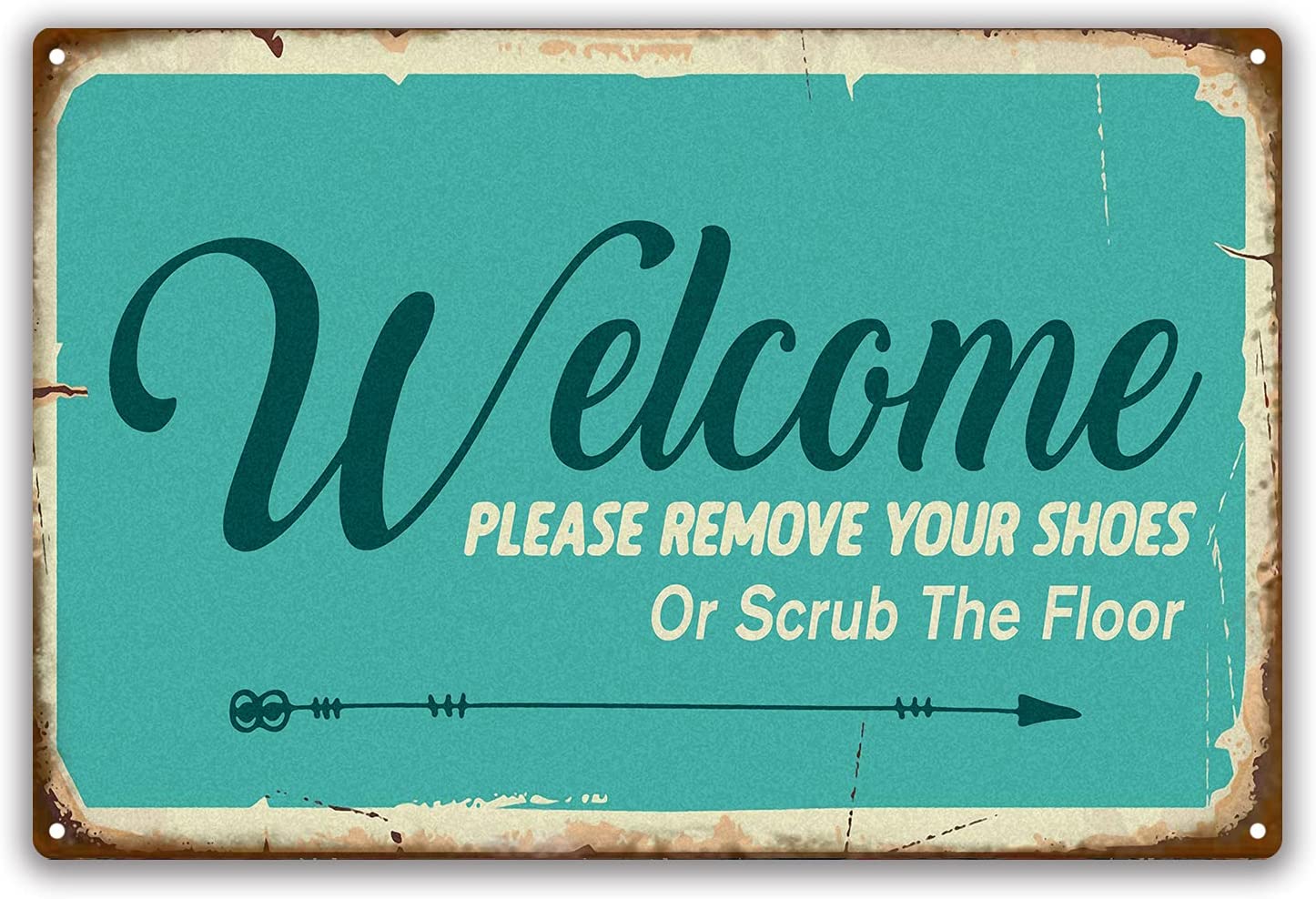 Souleak Shoes Off Sign, Welcome Please Remove Your Shoes Or Scrub The Floor  Vintage Tin Signs, No Shoes Metal Personalized - Plaques & Signs -  AliExpress