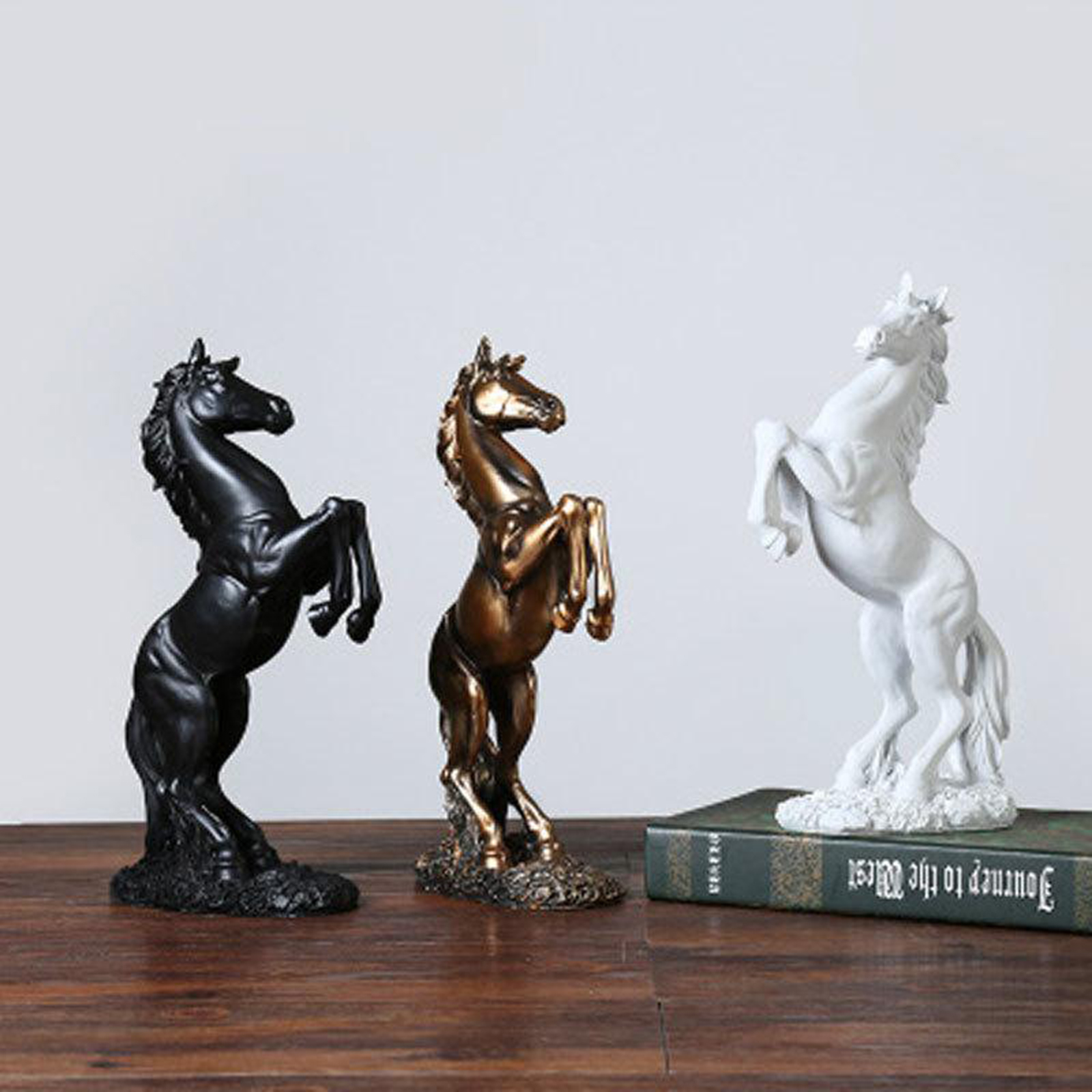 Horse Statue Figurines - Resin Standing Fighting Horse Sculpture Home Office Decoration Tabletop Decor Ornaments