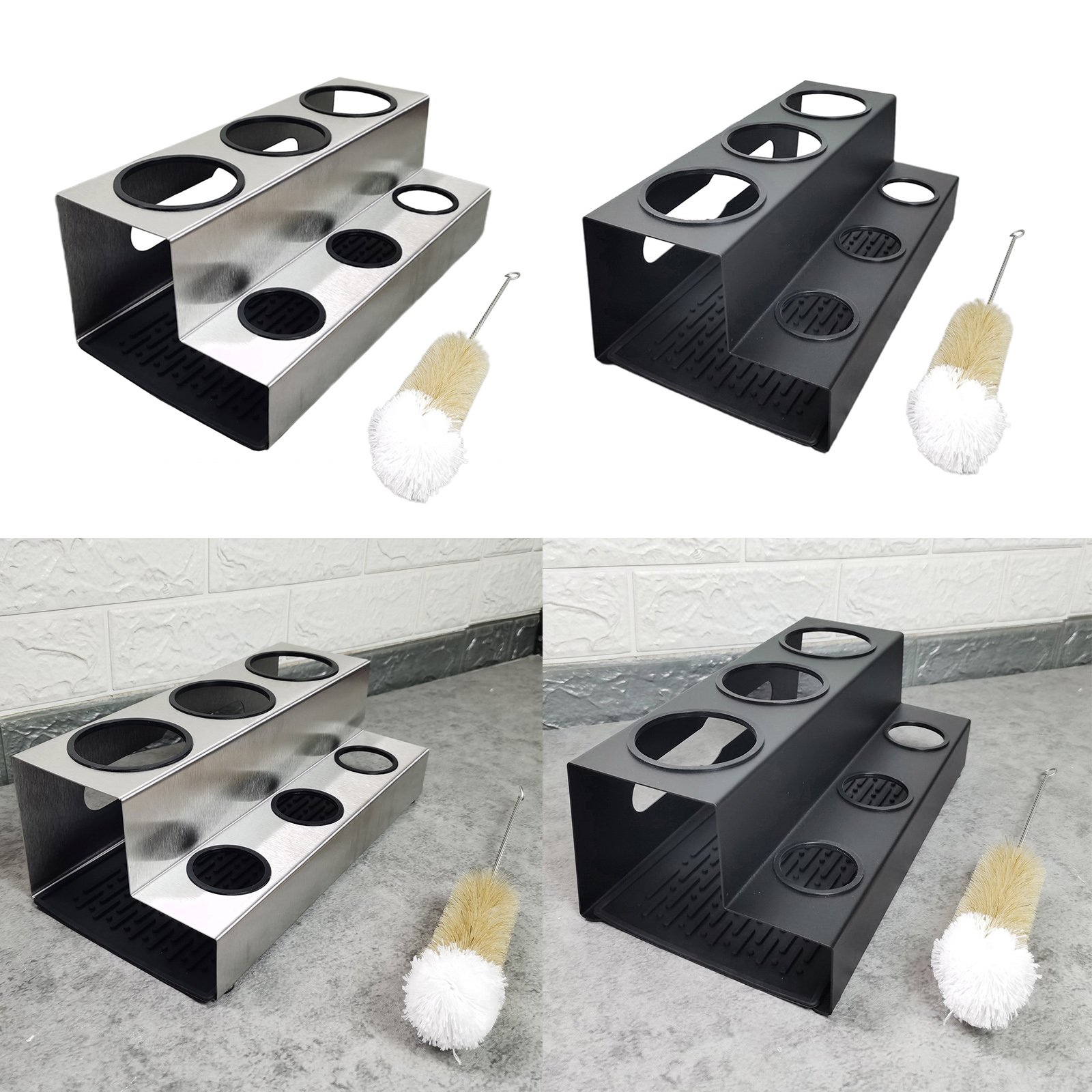 Stainless Soda Bottle Drip Holder Drying Draining Rack w/ Drip Tray
