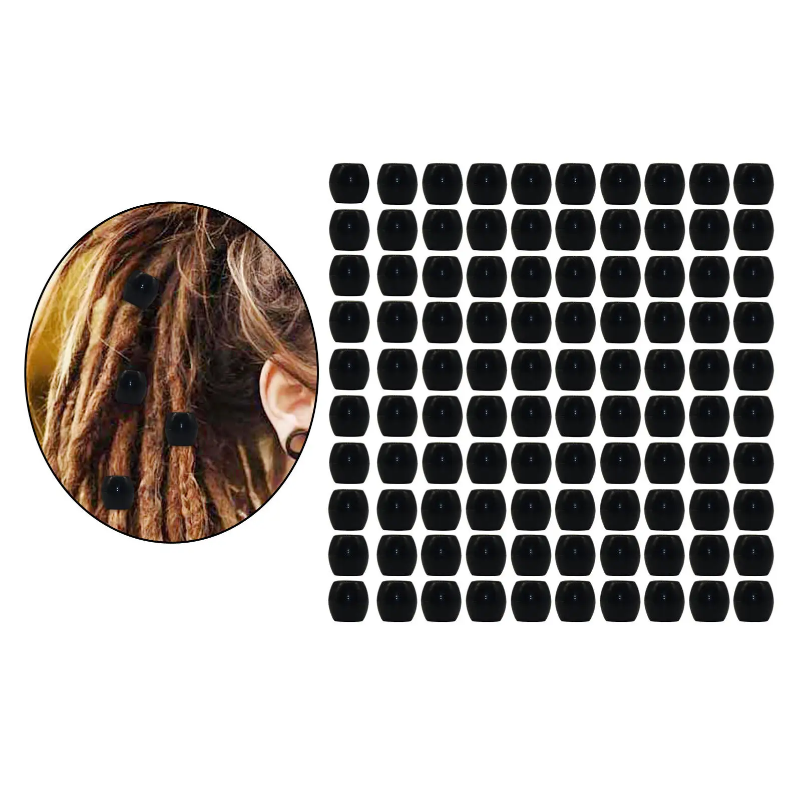 100-in-Pack Hair Beads 10mm Black Accessories Crafts Kit Hair Extension Beads for Photography Dreadlock Make up Link Hair Salon