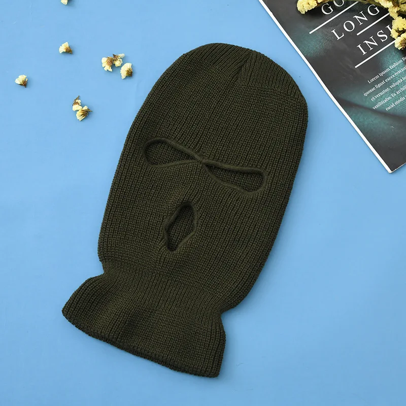 2021 New Full Face Cover Ski Mask Hat 3 Holes Balaclava Army Tactical CS Cycling Knit Beanies Bonnet Winter Warm Unisex Caps