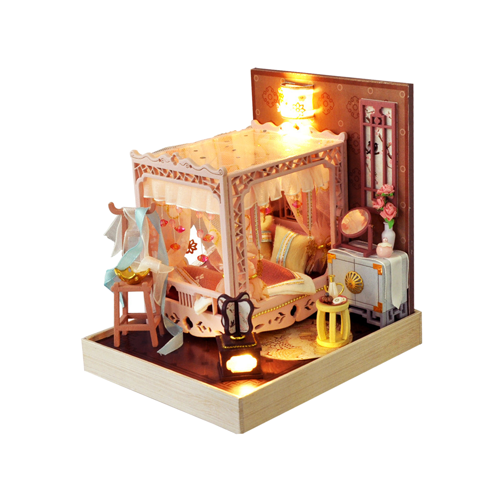 DIY Wooden Miniature Dollhouse Kids Home Toys Doll Houses Miniature
