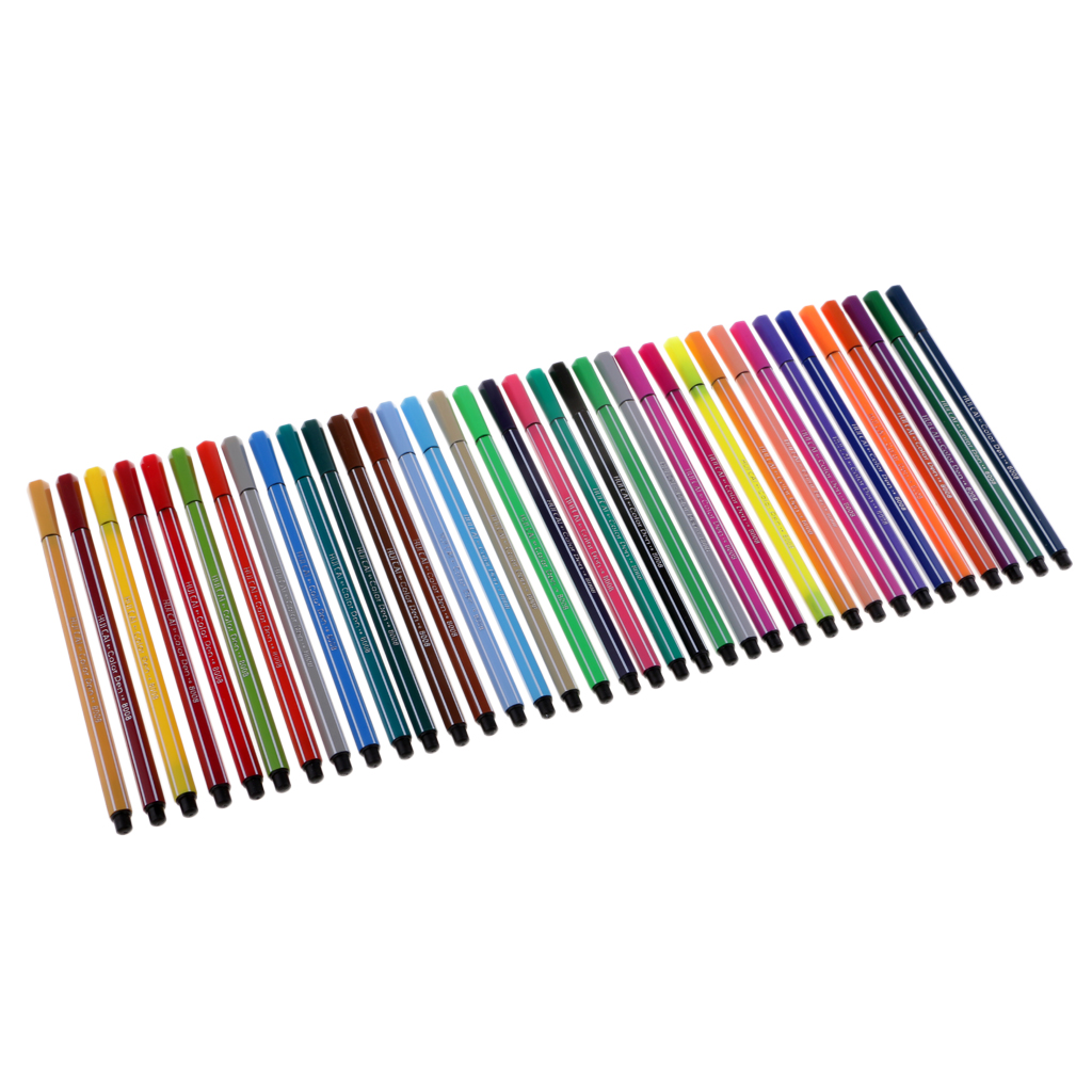 36 Pieces Assorted Color Fibre Felt Tip Coloring Pen Washable for Kids Children Drawing Graffiti Doodle School Art