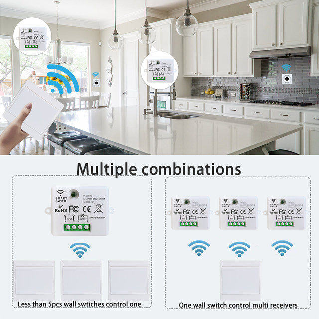 Home Wireless Light Switch Set of 3 Indoor Remotes and Receivers