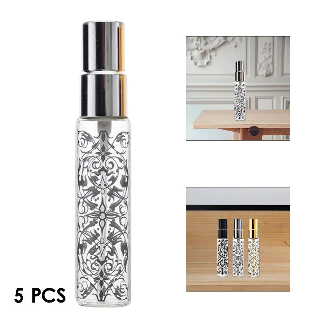 10ml Glass Spray Bottle, Empty Fine Mist Spray Bottles for Cleaning, Aromatherapy, Essential Oil Diffuser-5 Pcs