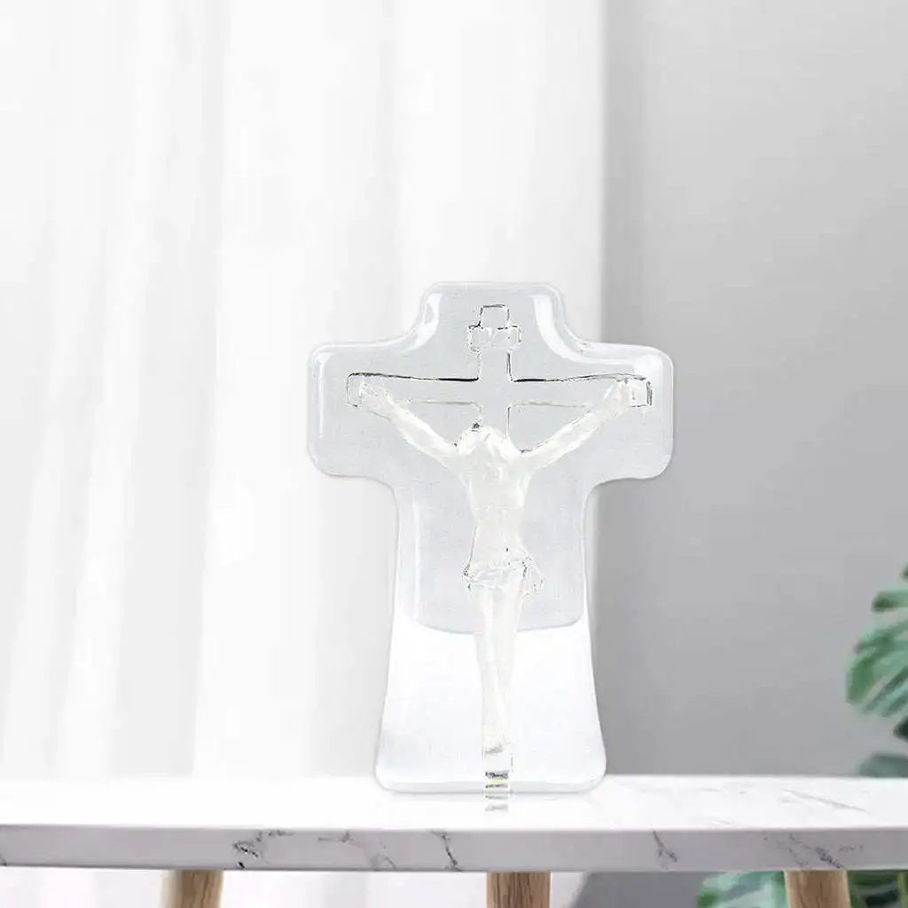 Crystal Cross Decor Statue Souvenirs Miniature Jesus for Weddings Infant