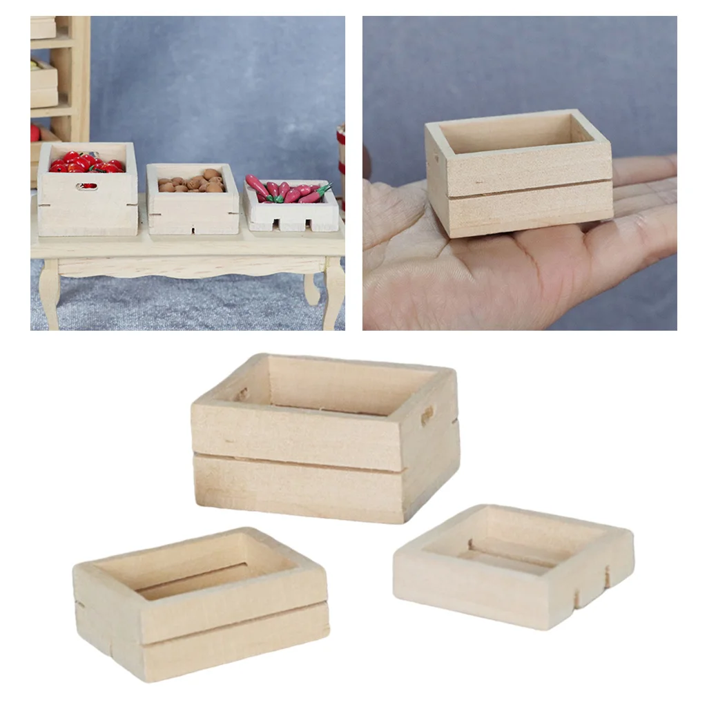 Wooden Fruit Crate box dollhouse Classics Miniatures IM69024C  1/12 scale 