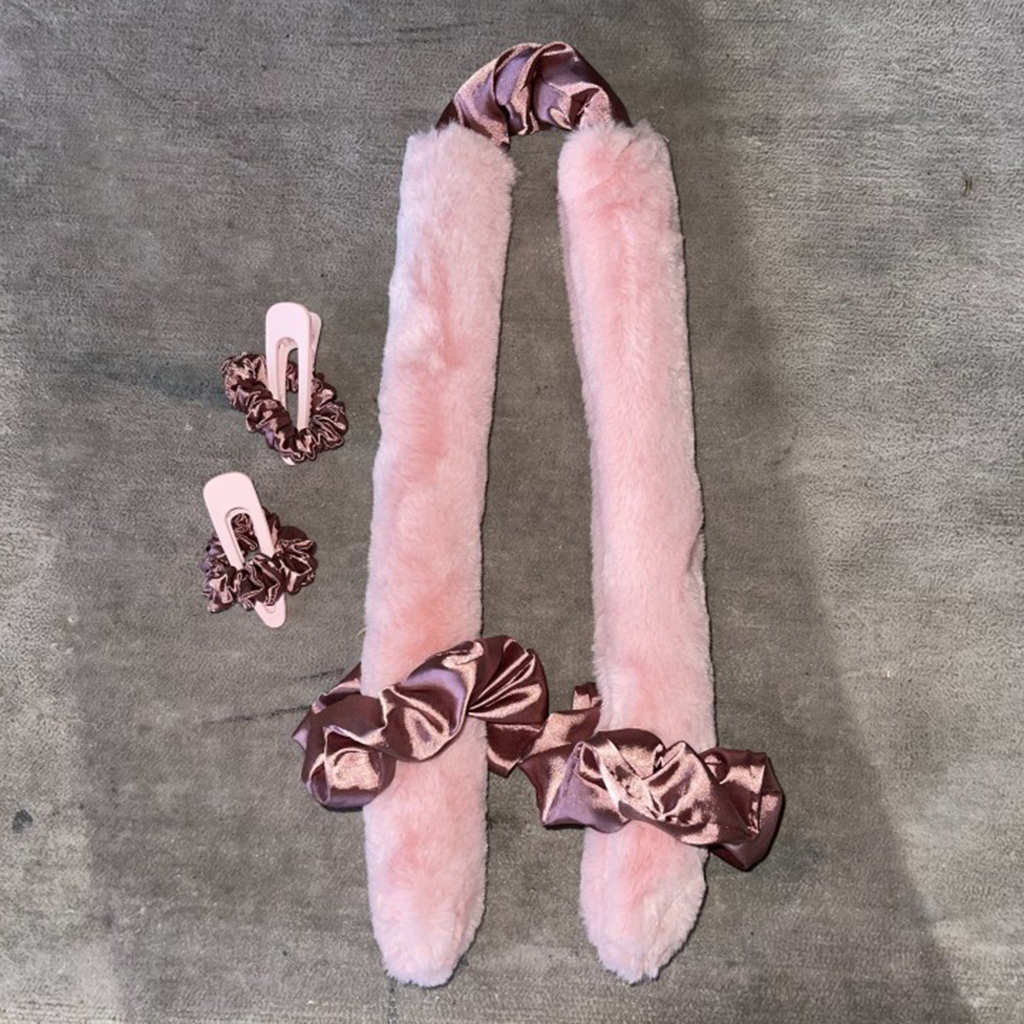 No Heat Hair Curlers Soft Silk Headband Rollers Sleep In Overnight Natural Hairstyle with 2 Hair Loops 2 Hair Clip