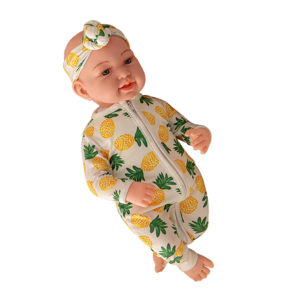Reborn Doll 18 inch Handmade Realistic Baby Boy with Soft Vinyl Body, Including Pineapple Jumsuit