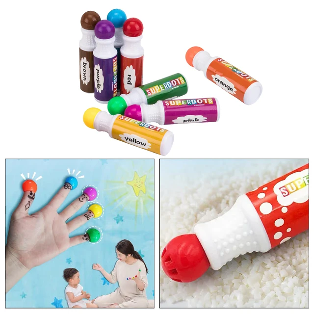 Dab and Dot Markers Washable 8 Colors Dot Markers Pack Set. Fun Art Supplies for Kids, Toddlers and Preschoolers. Non Toxic Arts and Crafts