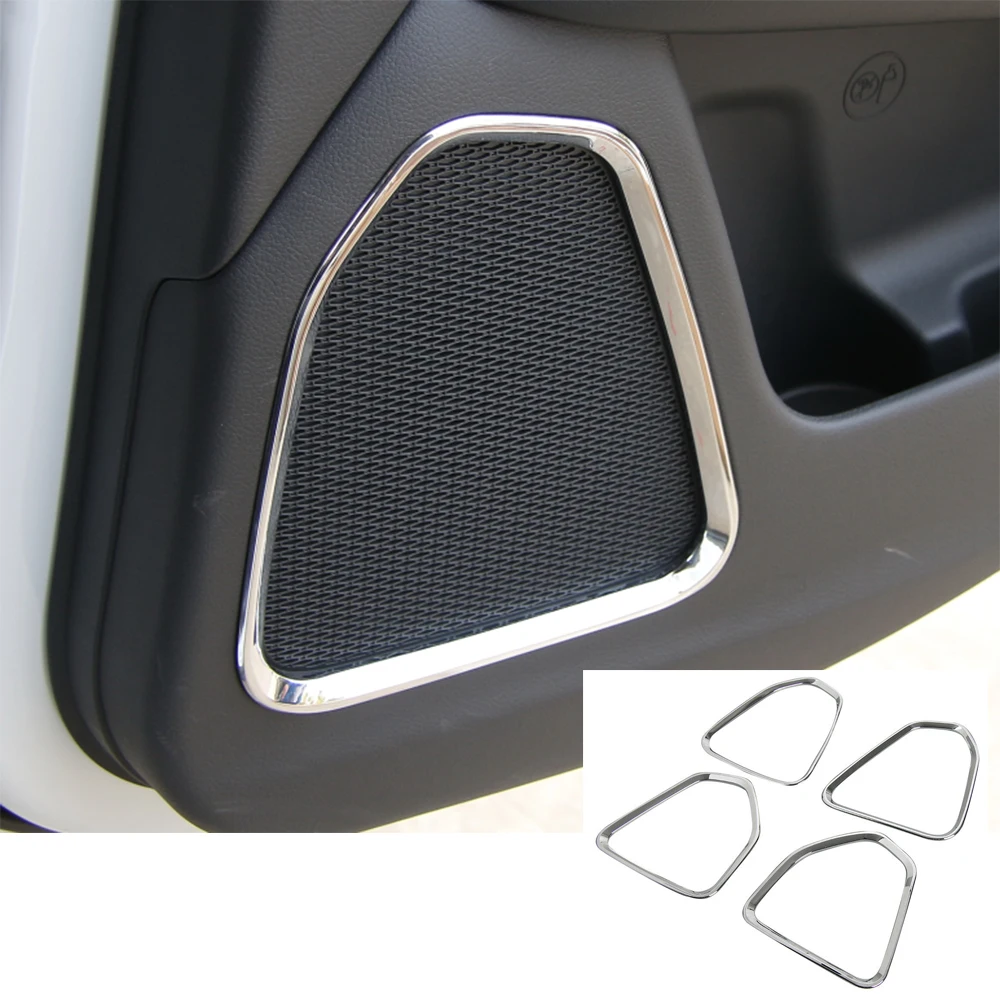 Bestmotoring Car ABS Door Speaker Ring Decorative Trims 4pcs for Jeep Compass 2017-2021 Carbon Fiber 