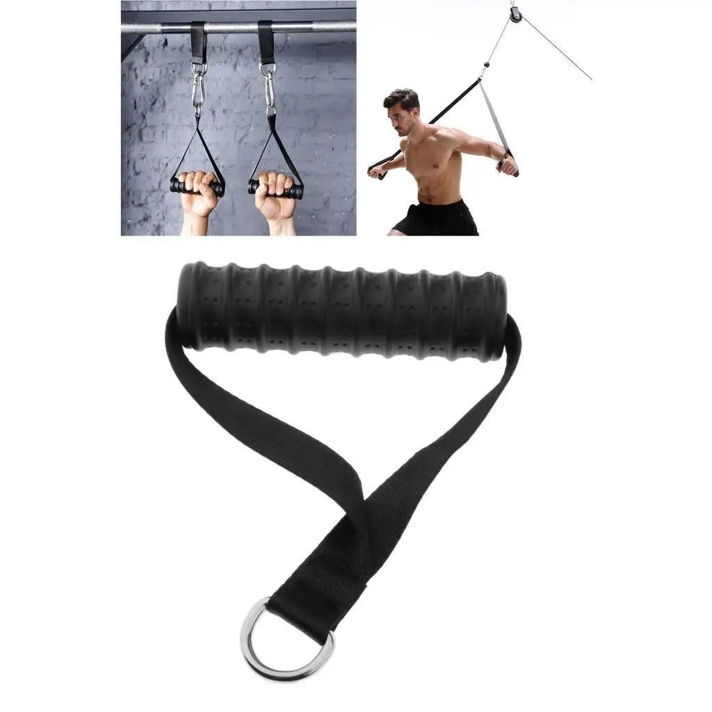 Anti-Slip Resistance Band Handles Grips Fitness Strap Cable Machine, Pullup, LAT D-ring Handle Webbing Cable Attachment