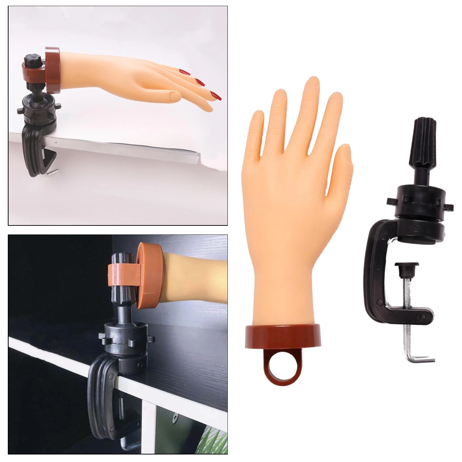 Practice Hand for Acrylic Nails, Flexible Silicone Nail Maniquin Hand, Near to the Real Size, Reusable, Non-Toxic and Odorless
