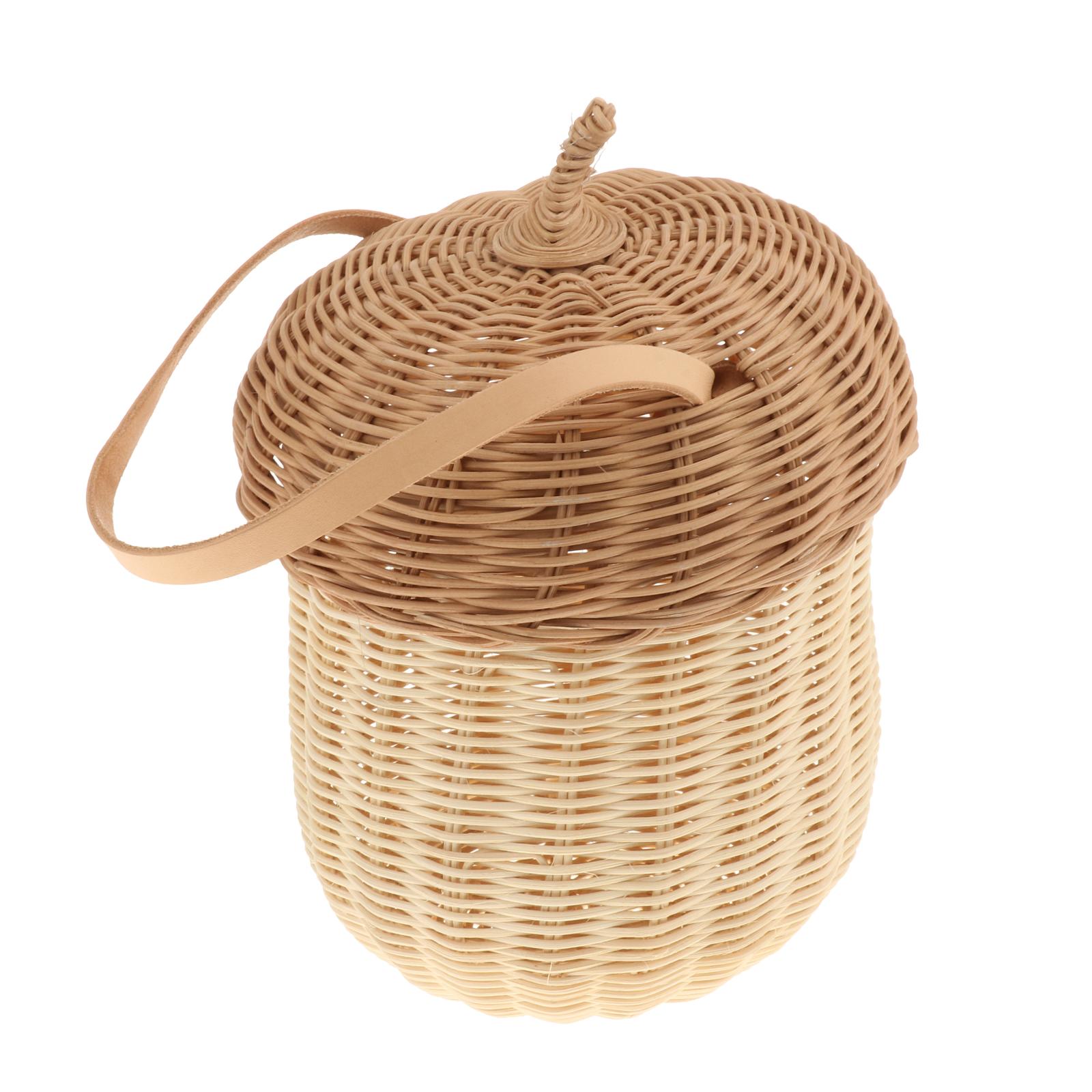 Straw Purse Handbag Women Pine Cones Rattan Bags Beach Travel Basket Tote
