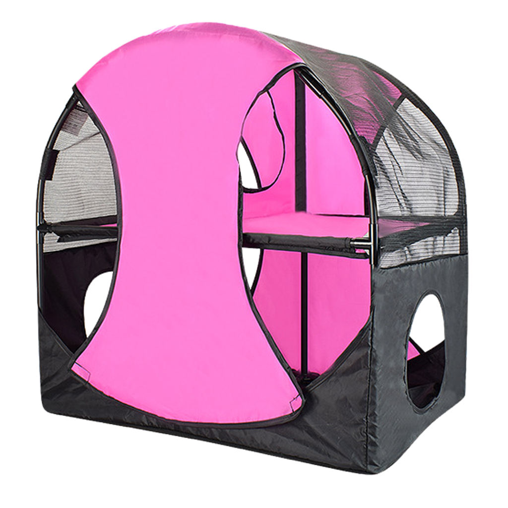 Two Storey Cat Climbing Tower Breathable Mesh House Kitten Fun Playing Toys Activity Centre Explore Tunnel