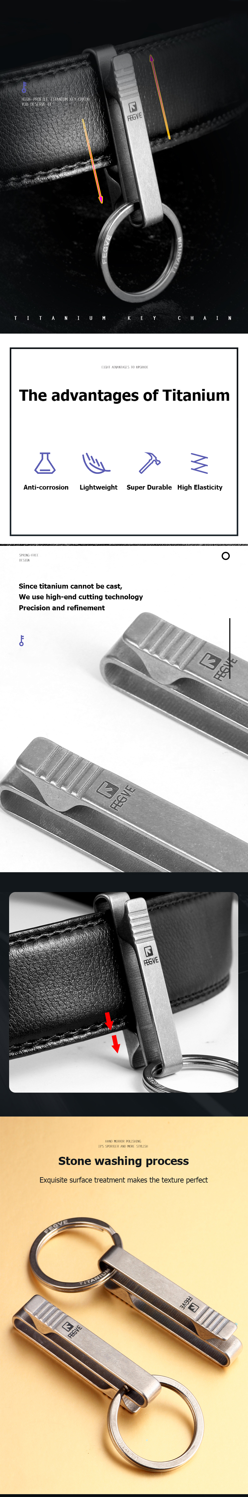 Titanium Durable Keychain Luxury Car Key Chain Waist Hanging Buckle Belt EDC Lightweight Key Ring Holder for Father's Day Gifts