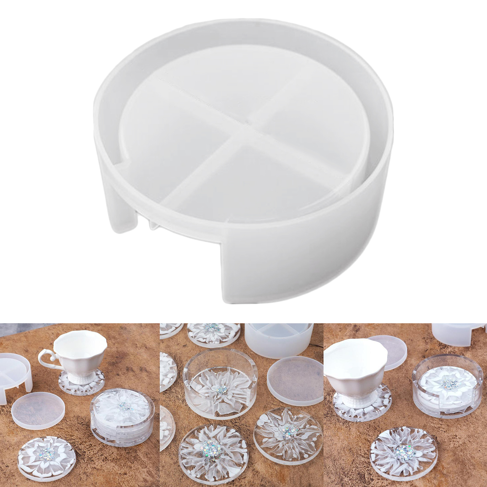 Creative Coaster Holder Silicone Mould Storage Box Epoxy Resin Casting Molds For Making Agate Coasters DIY Home Decor Cup Mats