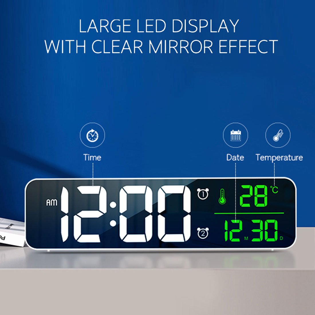 Alarm Clock Bedroomled Desk Clock With Usb Port Digital Mirror Alarm Clock For Bedrooms Snooze Function Electronic Desk Clocks Styleawhite
