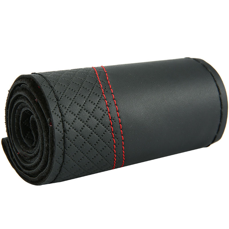 Top Layer Echt leder Geflecht Lenkrad abdeckung 15 Zoll Prägung Hands tich Auto Lenkrad Innen zubehör – Detail 9
