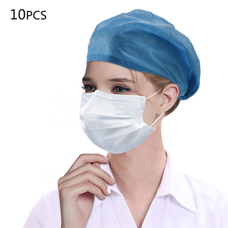 Impermeável à Prova de Poeira Capa para Médico Pces Não-tecido Tampão Bouffant Descartável Elástico Cabelo Net Cabeça Enfermeira H9eb 10 1 cabeça capa para médico enfermeira h9eb