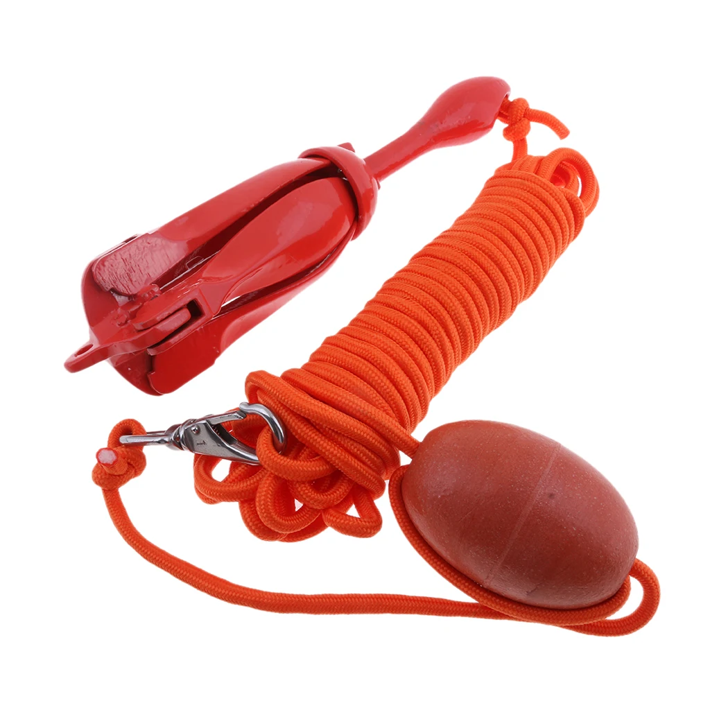 11.8 Inch Portable Folding 1.5kg/3.3 lb Red Carbon Steel Anchor Buoy Kit For Canoe Kayak Boat Sailboat Fishing Jet Dinghy Raft