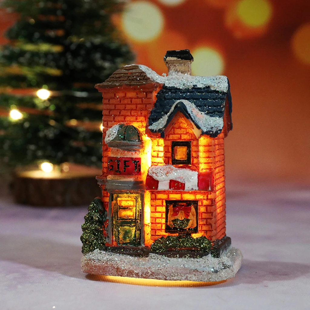 Christmas Led Light Village House Miniature Merry Christmas Decorations For Home Cristmas Ornaments Xmas Gift New Year