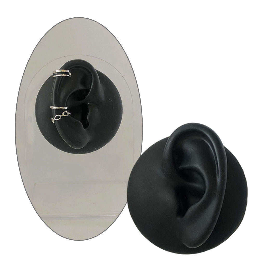 Simulation Ear Model Silicone Black for Jewelry Display Asmr Sleep Helping