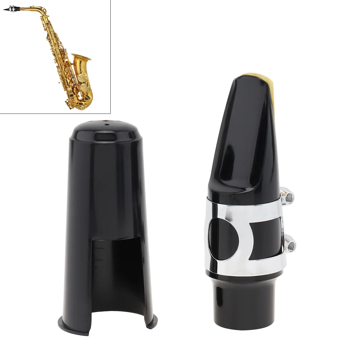 4PCS Alto Sax Mouthpiece Mouthpiece with Cap Metal Buckle Reed Saxophone Mouthpiece Kit for Alto Saxophone Saxophone Parts 