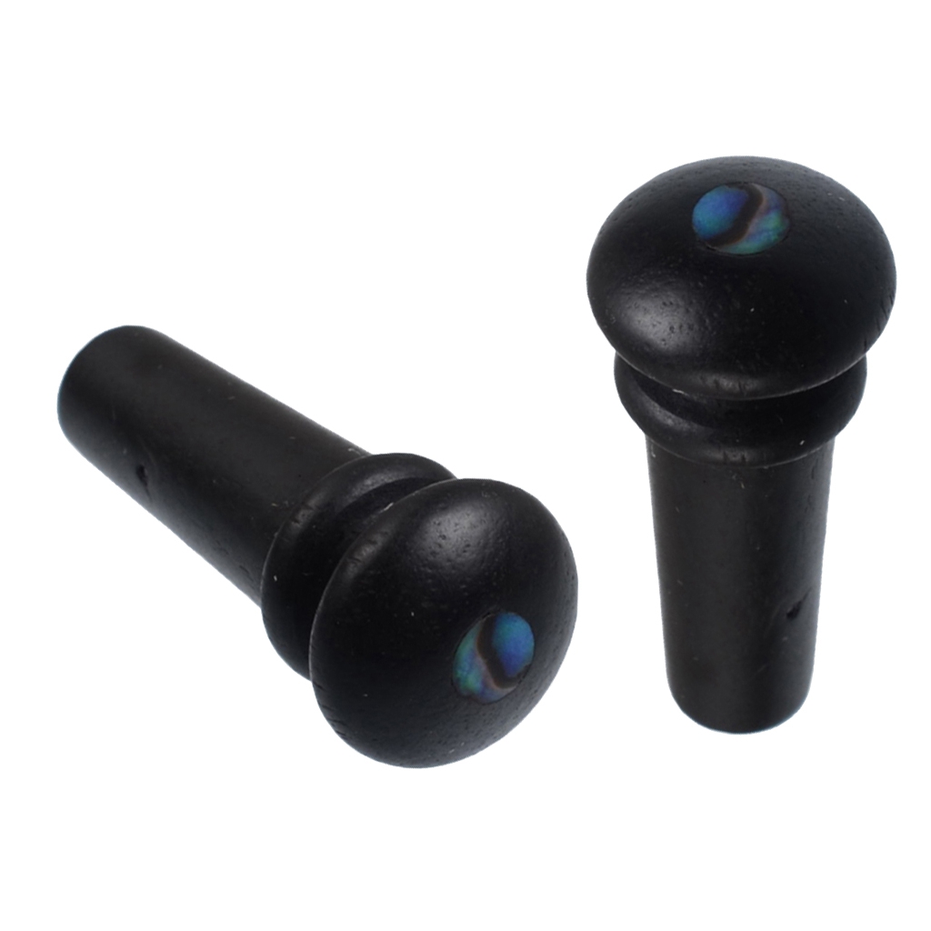 2 Pcs Black Ebony Acoustic Guitar Endpins with Shell Dot Inlay Guitar Pins Stringed Instrument