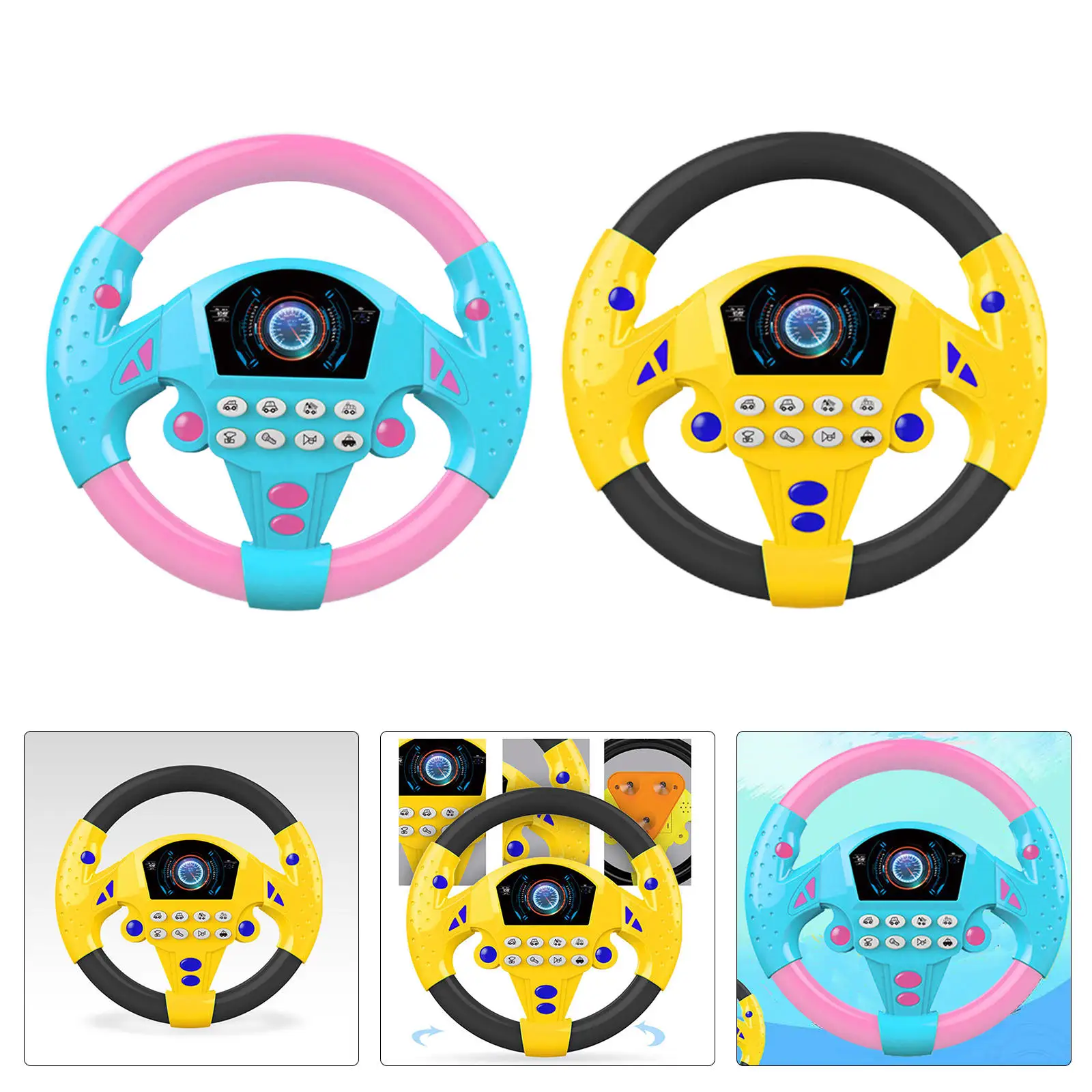 Steering Wheel Toy Lovely with Sound Light Steering Wheel Car Seat Toys Activity Toy for Early Childhood Stroller 3+ Year Old