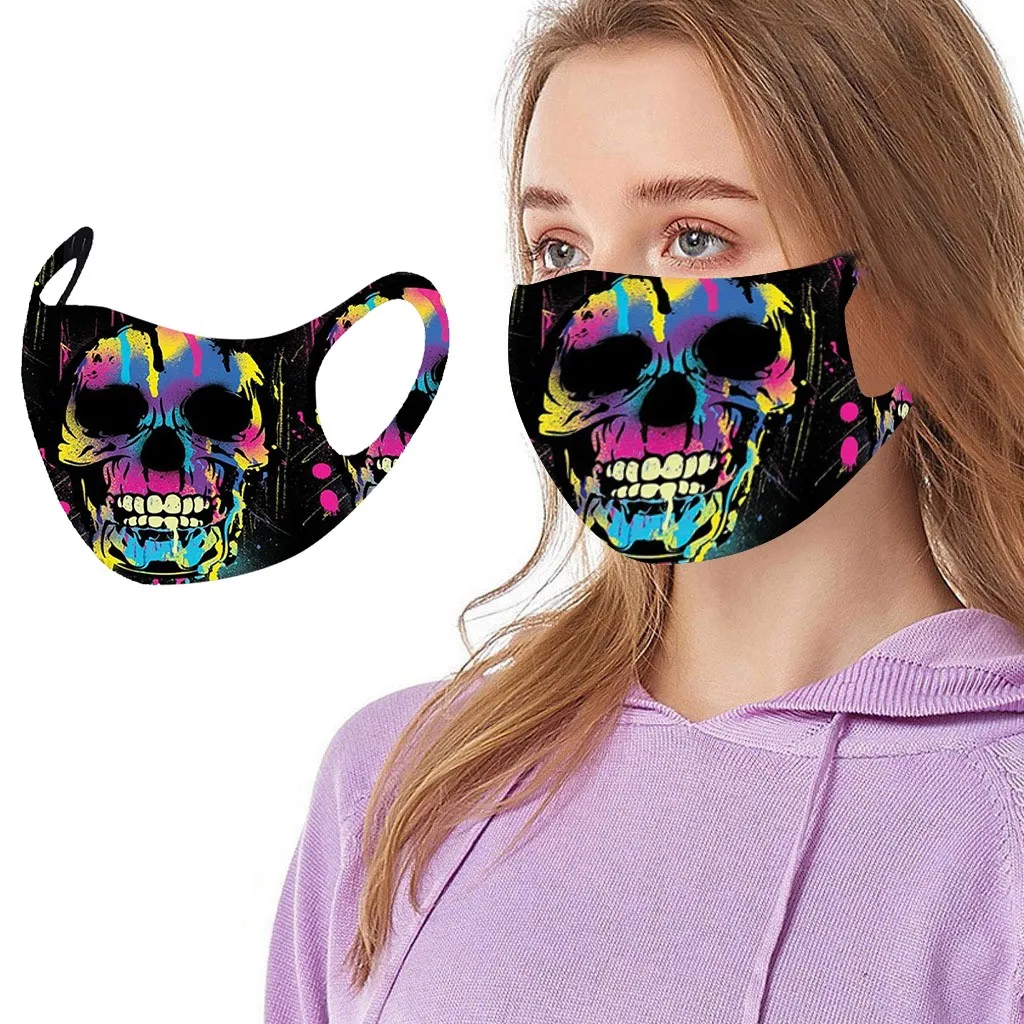 christmas costumes Cosplay Halloween Mask Reusable Adult Women Men Skull Printed Funny Mouth Covers For Face Halloween Horrible Mascarillas work appropriate halloween costumes