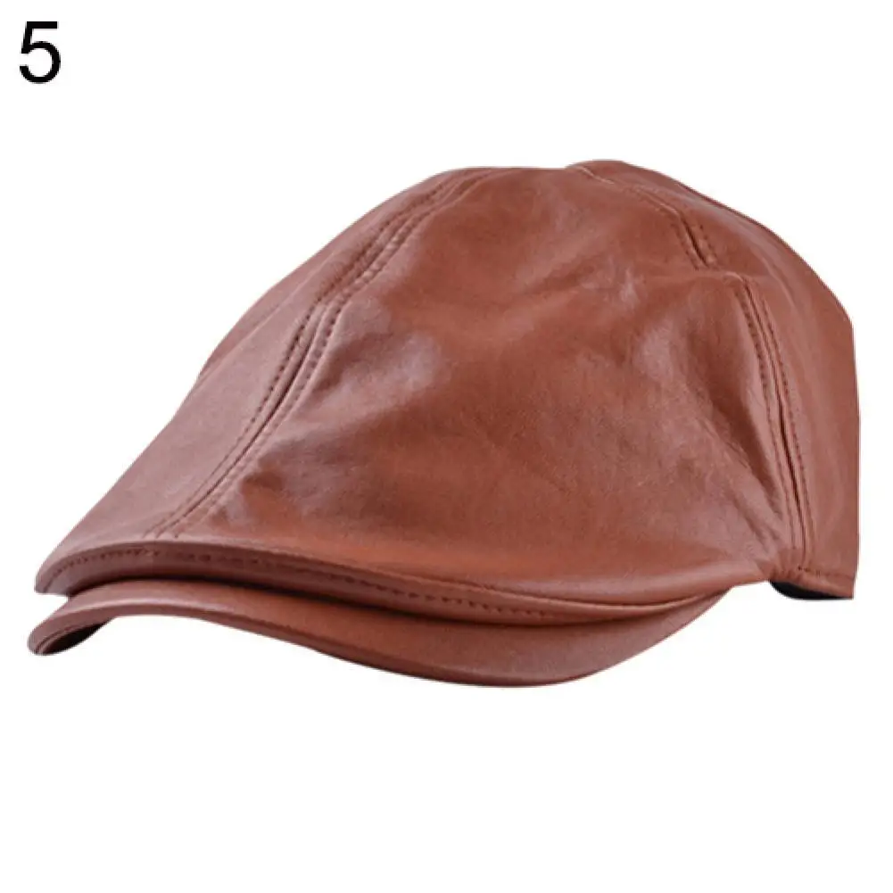 barrette hat mens Berets Men's Women's Faux Leather Peaked Cap Newsboy Bonnet Beret Cabbie Gatsby Flat Golf Hat leather beret hat mens