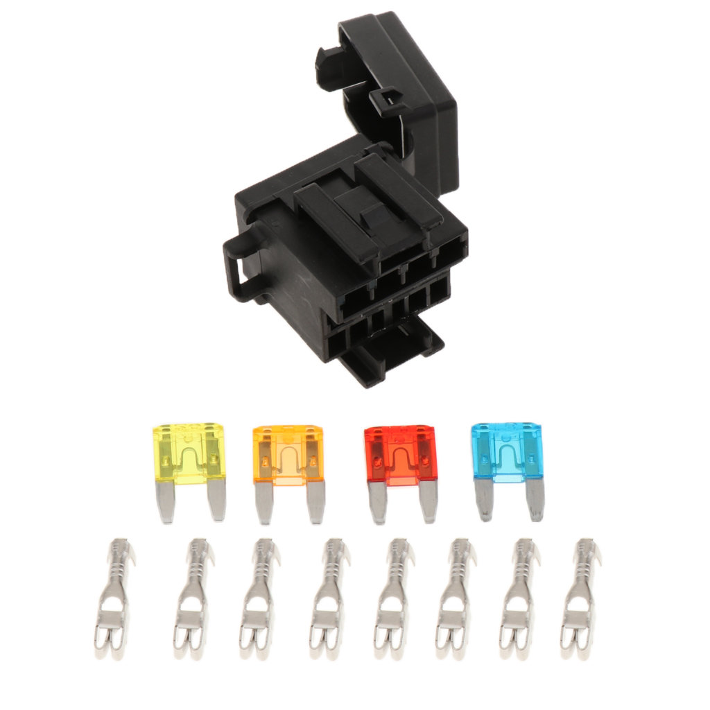 Marine Truck Camper Boat 1-Way Relay+ 4-Slot Blade Fuse Holder Box, Black
